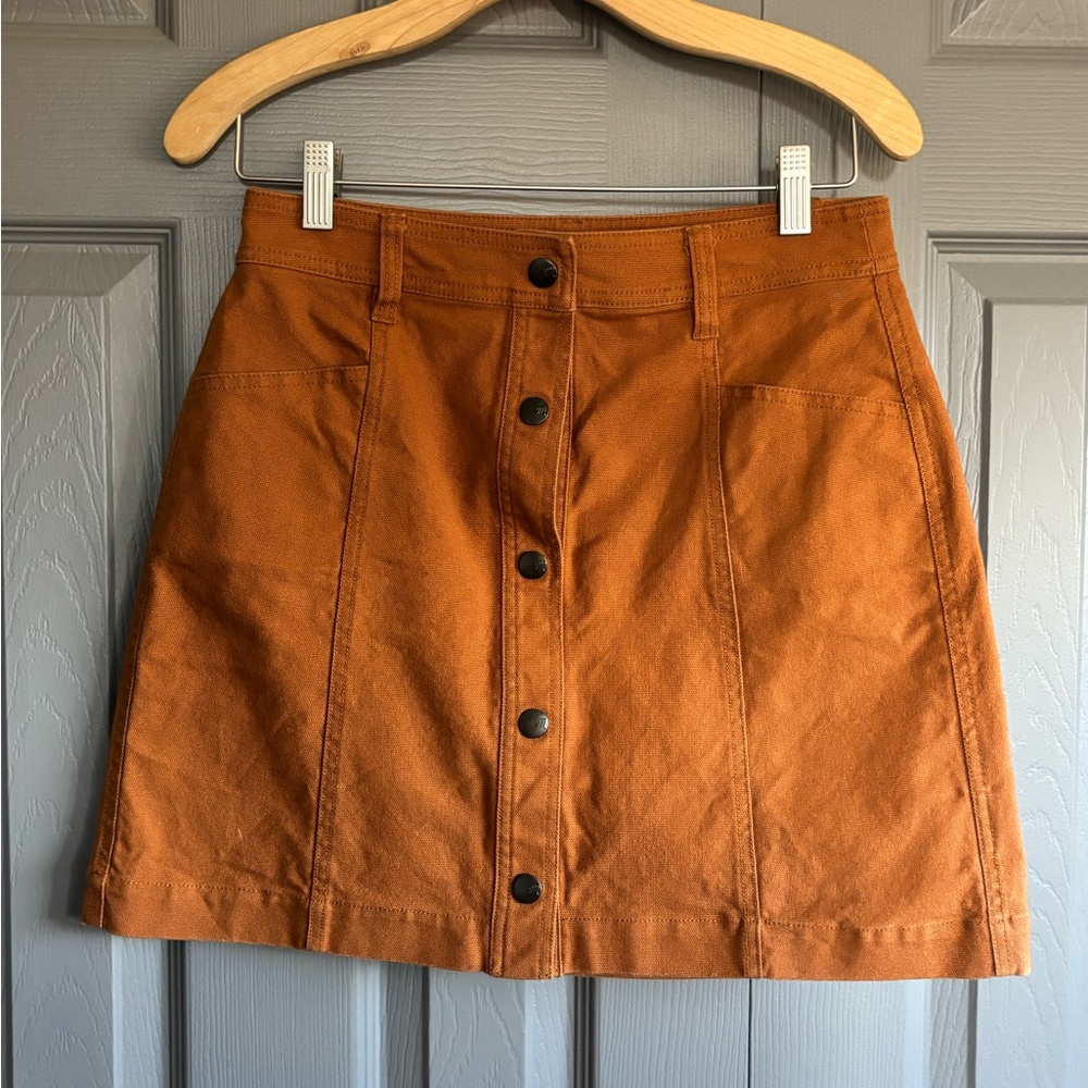 Madewell Rust Button-Front Mini Skirt